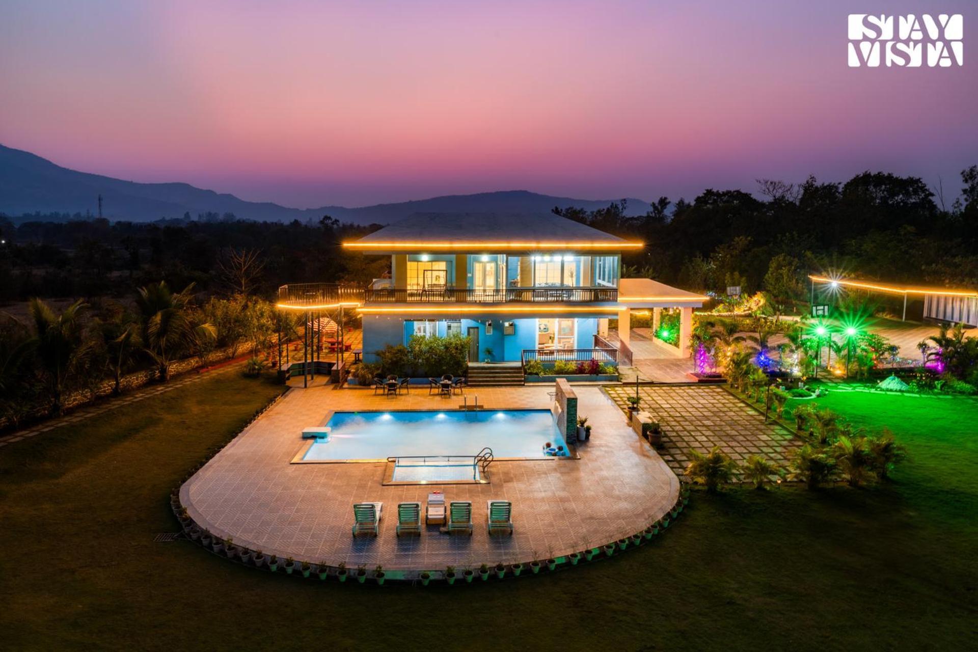 Stayvista'S Hillside Meadows - Mountainside Retreat With Farm View, Pool & Deck, Lawn & Gazebo Chinchavli Eksteriør billede
